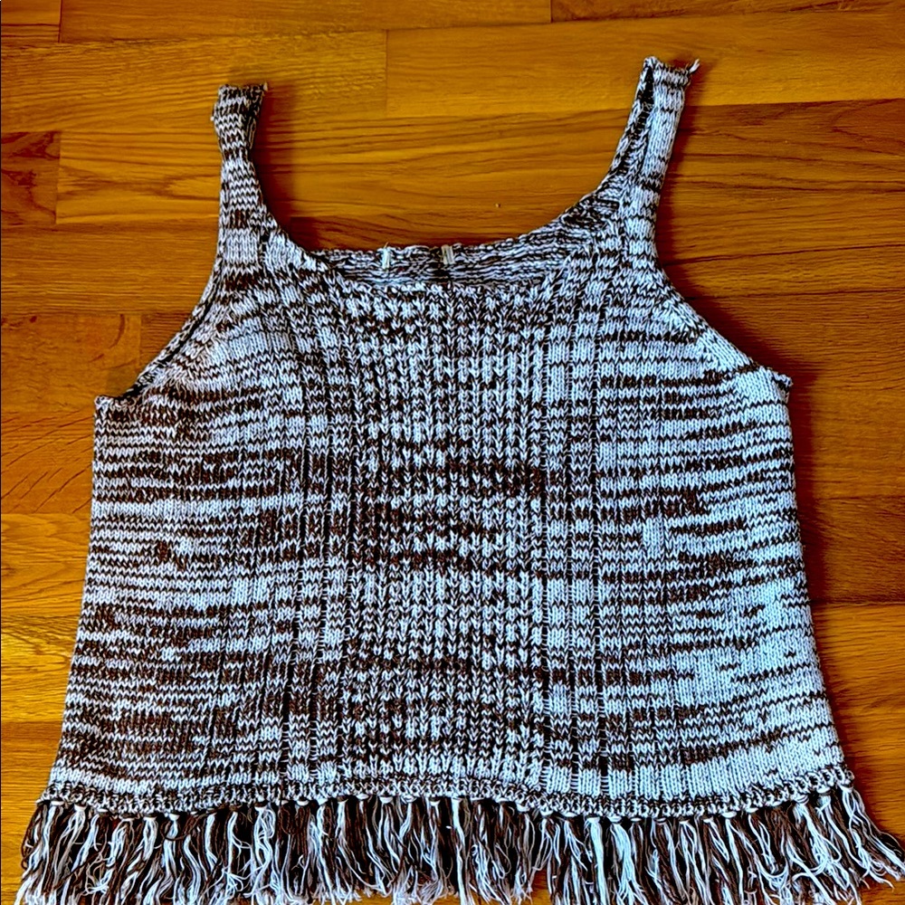 Y2K Fringe Knit Tank Top Boho Chic